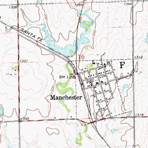 Topographic Map of Manchester, KS