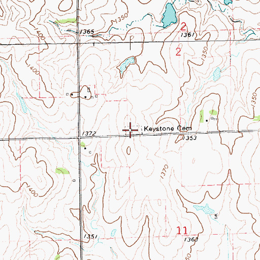 Topographic Map of Keystone Cemetery, KS