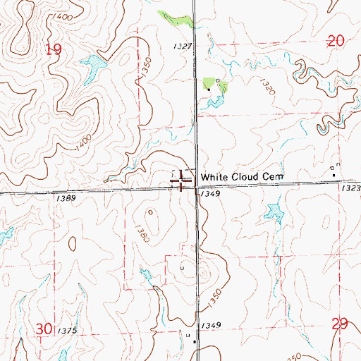 Topographic Map of White Cloud Cemetery, KS