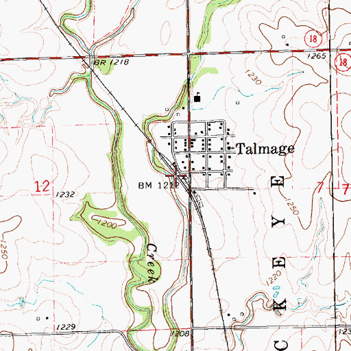 Topographic Map of Talmage, KS