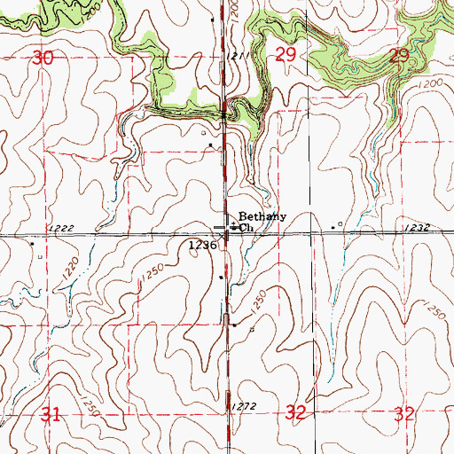 Topographic Map of Bethany United Methodist Church, KS