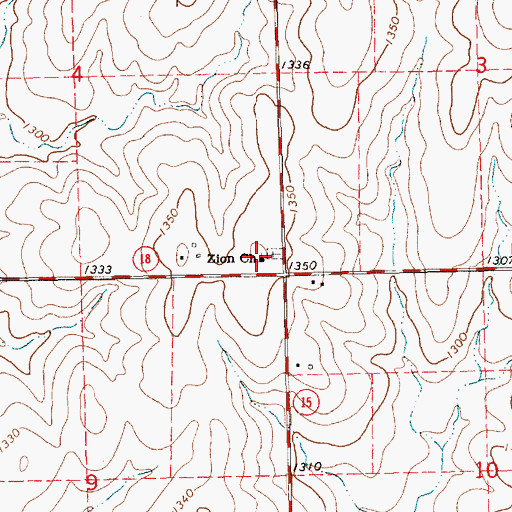 Topographic Map of Zion Brethren in Christ Church, KS