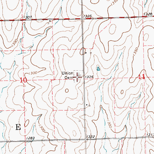 Topographic Map of Union Cemetery, KS