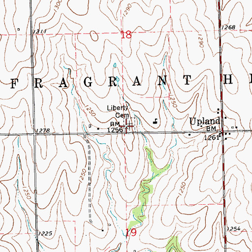Topographic Map of Liberty Cemetery, KS