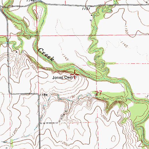 Topographic Map of Jones Cemetery, KS