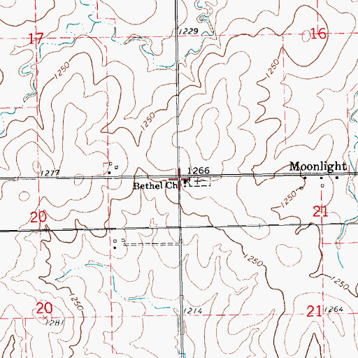 Topographic Map of Bethel Church, KS