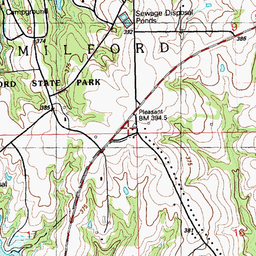 Topographic Map of Pleasant View School (historical), KS