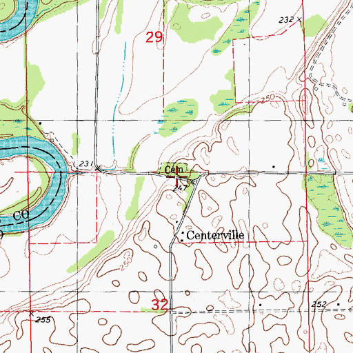 Topographic Map of Centerville Cemetery, AR