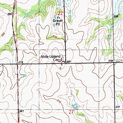 Topographic Map of Alida - Upland Cooperative Parish Church, KS