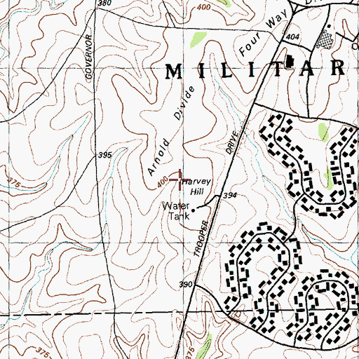 Topographic Map of Harvey Hill, KS