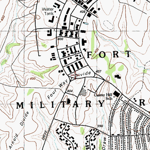 Topographic Map of Four Way Divide, KS