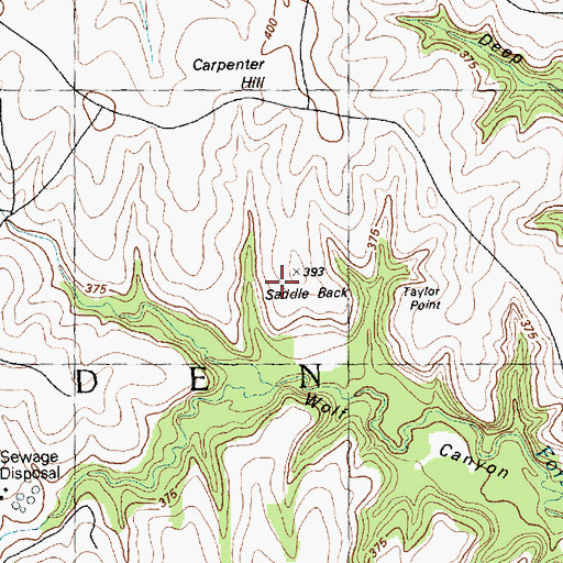 Topographic Map of Saddle Back, KS