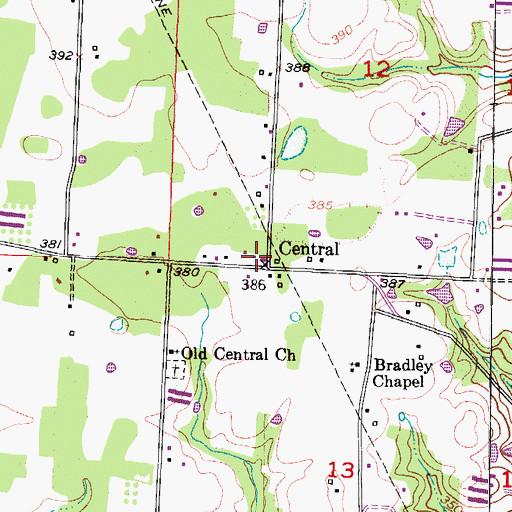 Topographic Map of Central, AR