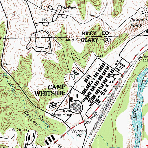Topographic Map of United States Army Hospital, KS