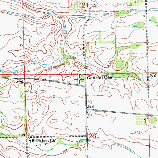 Topographic Map of Central Cemetery, AR