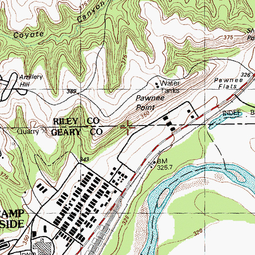 Topographic Map of Pawnee Point, KS