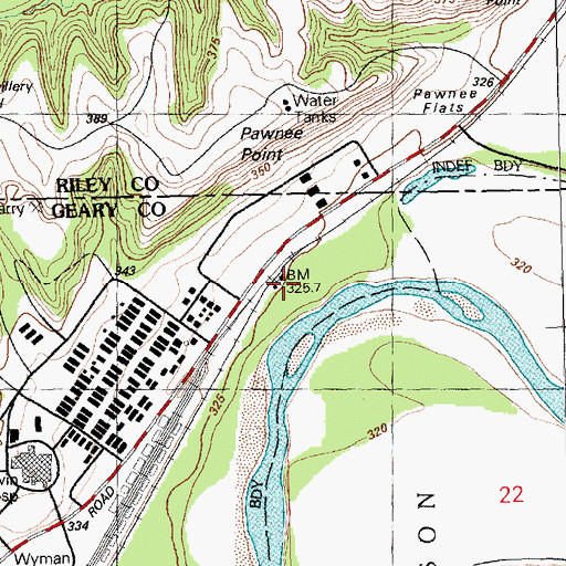Topographic Map of Kansas First Territorial Capitol, KS
