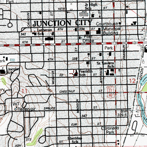 Topographic Map of Franklin Elementary School, KS