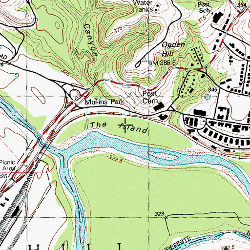 Topographic Map of The Island, KS