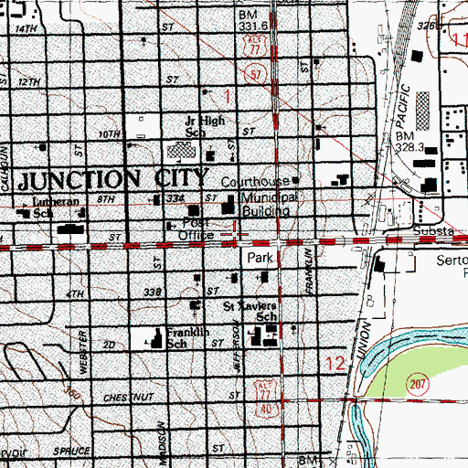 Topographic Map of Junction City, KS