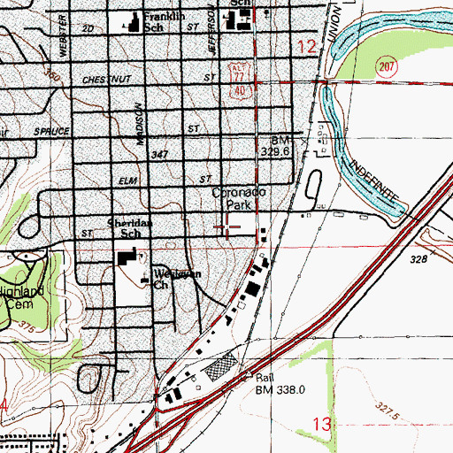 Topographic Map of Coronado Park, KS