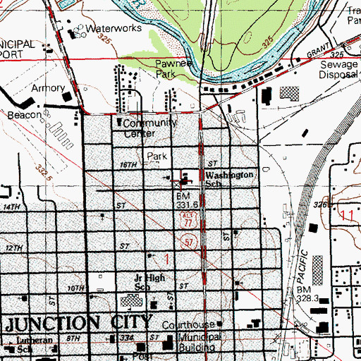 Topographic Map of Washington Elementary School, KS