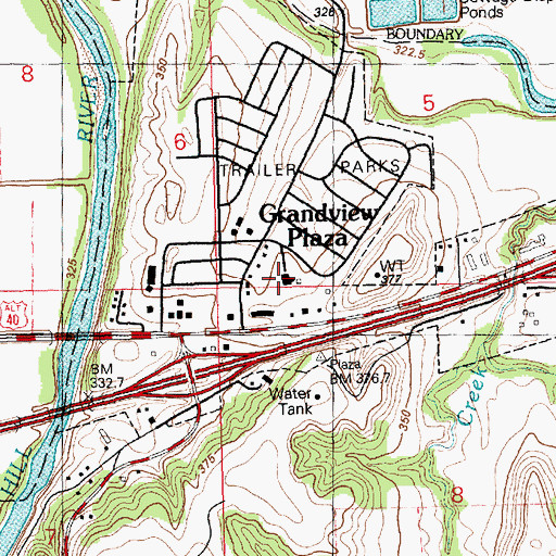 Topographic Map of Grandview Elementary School, KS