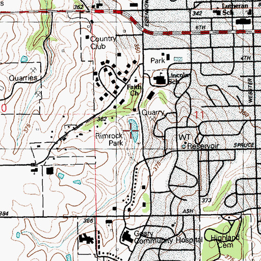 Topographic Map of Junction City Reservoir, KS