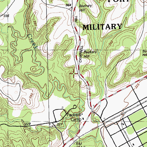 Topographic Map of Packers Hill, KS