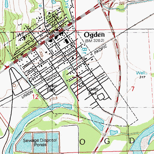 Topographic Map of Ogden, KS