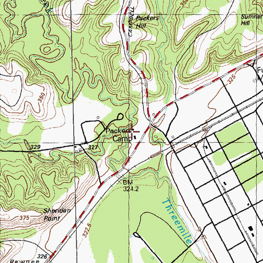 Topographic Map of Packers Camp, KS
