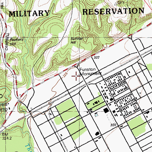 Topographic Map of Funston Monument, KS