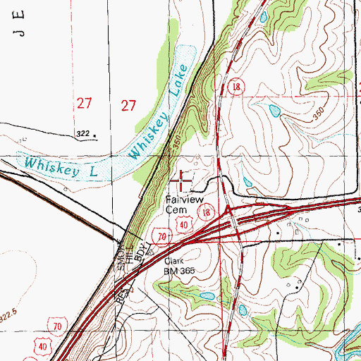 Topographic Map of Fairview Cemetery, KS