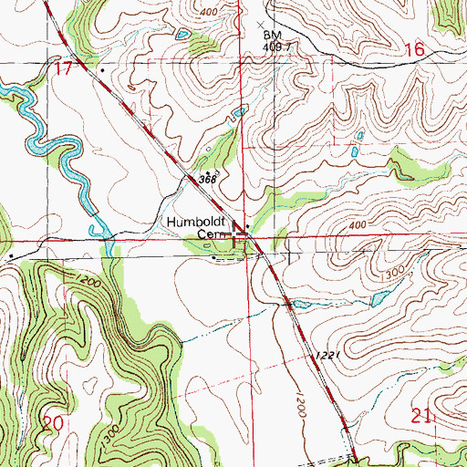Topographic Map of Humboldt Cemetery, KS