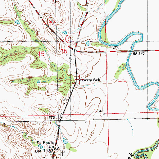 Topographic Map of Berry School (historical), KS