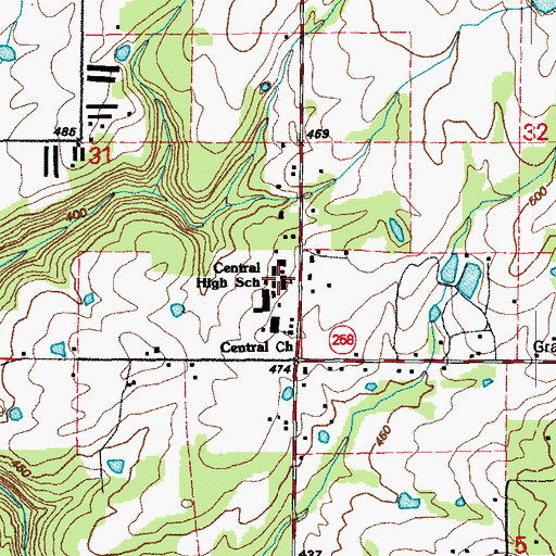 Topographic Map of Central High School, AR