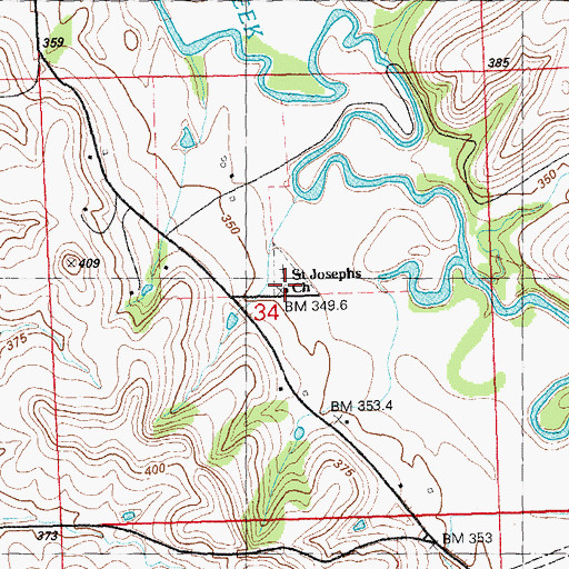Topographic Map of Saint Joseph's Catholic Cemetery, KS