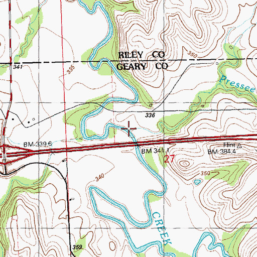 Topographic Map of Pressee Branch, KS