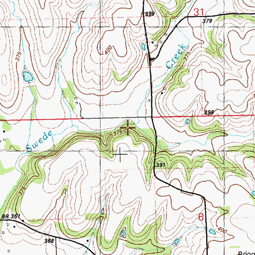 Topographic Map of Briggs Branch, KS