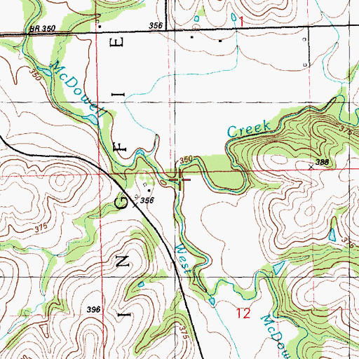 Topographic Map of East McDowell Creek, KS