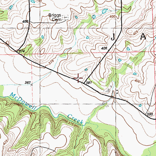 Topographic Map of Briggs School, KS