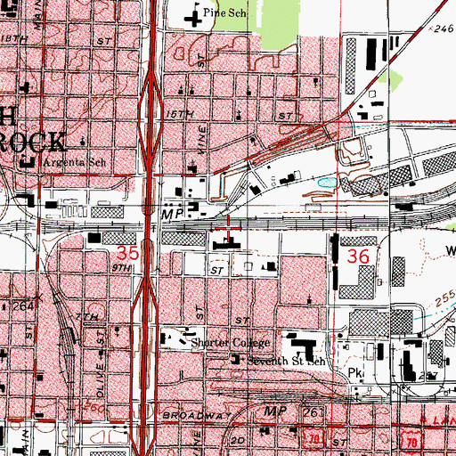 Topographic Map of Central Junior High School, AR