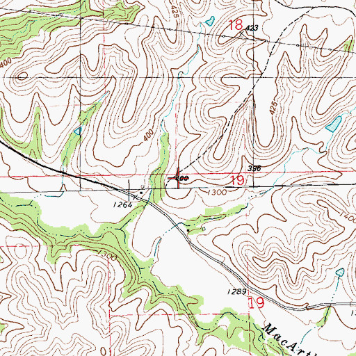 Topographic Map of Cleveland School, KS