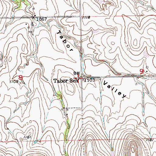 Topographic Map of Tabor School (historical), KS