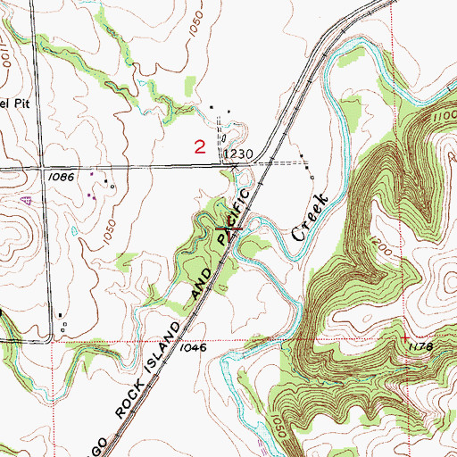 Topographic Map of Hendricks Creek, KS