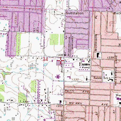 Topographic Map of Central Junior High School, AR