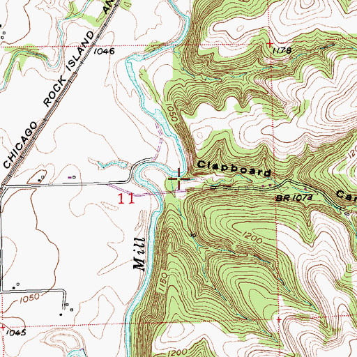 Topographic Map of Clapboard Canyon, KS