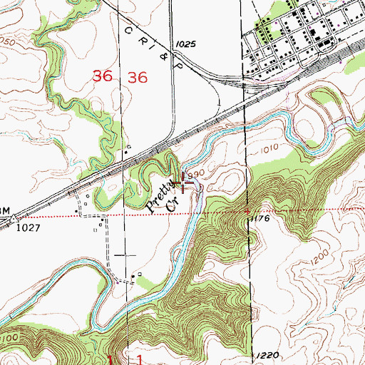 Topographic Map of Pretty Creek, KS