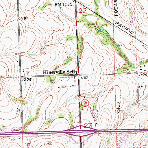 Topographic Map of Hinerville School (historical), KS