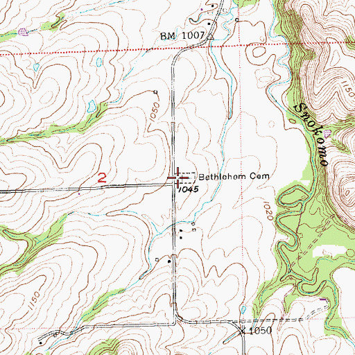Topographic Map of Bethlehem Cemetery, KS